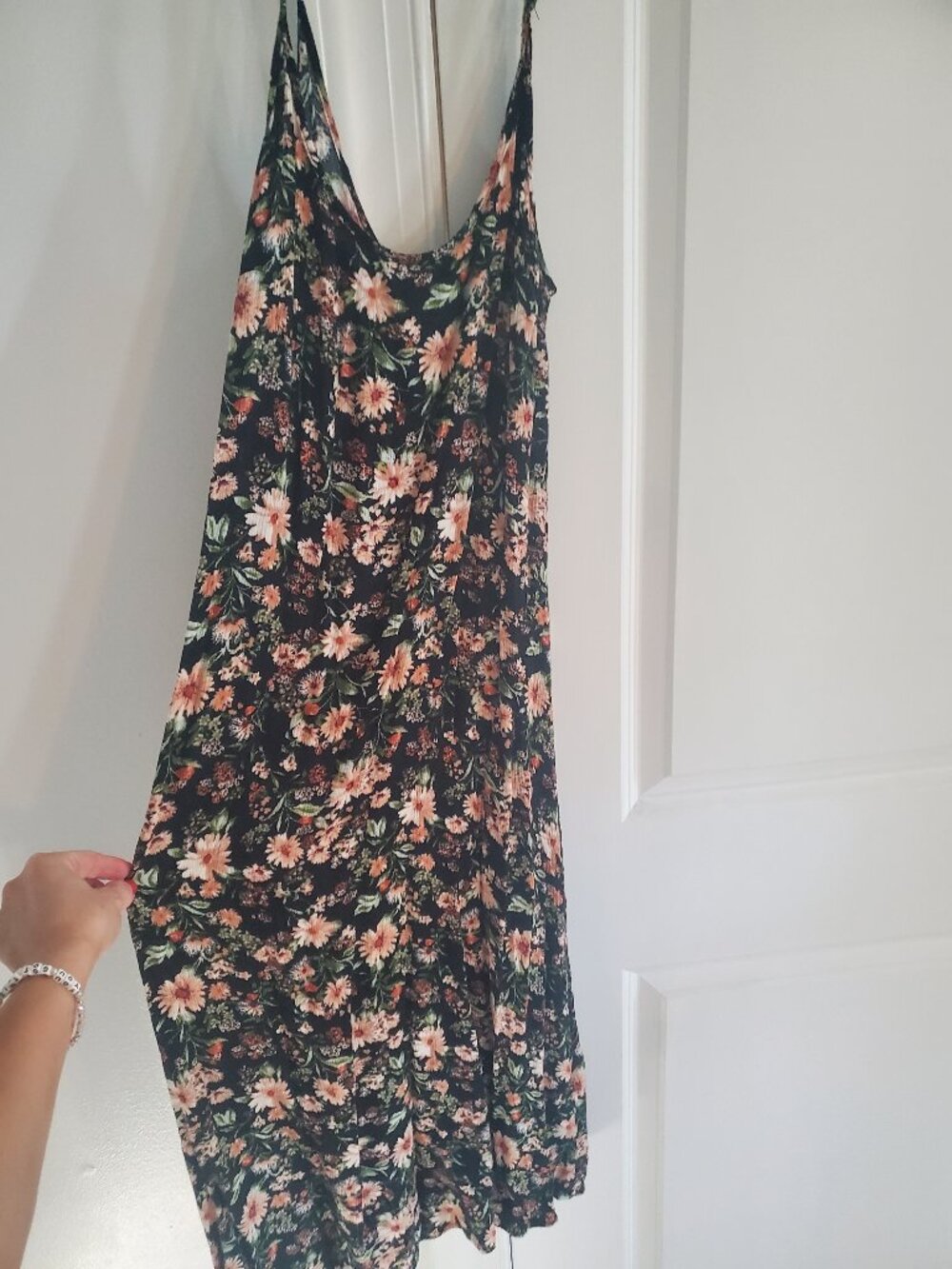 Forever 21 Slip Style Black Floral Midi Dress.